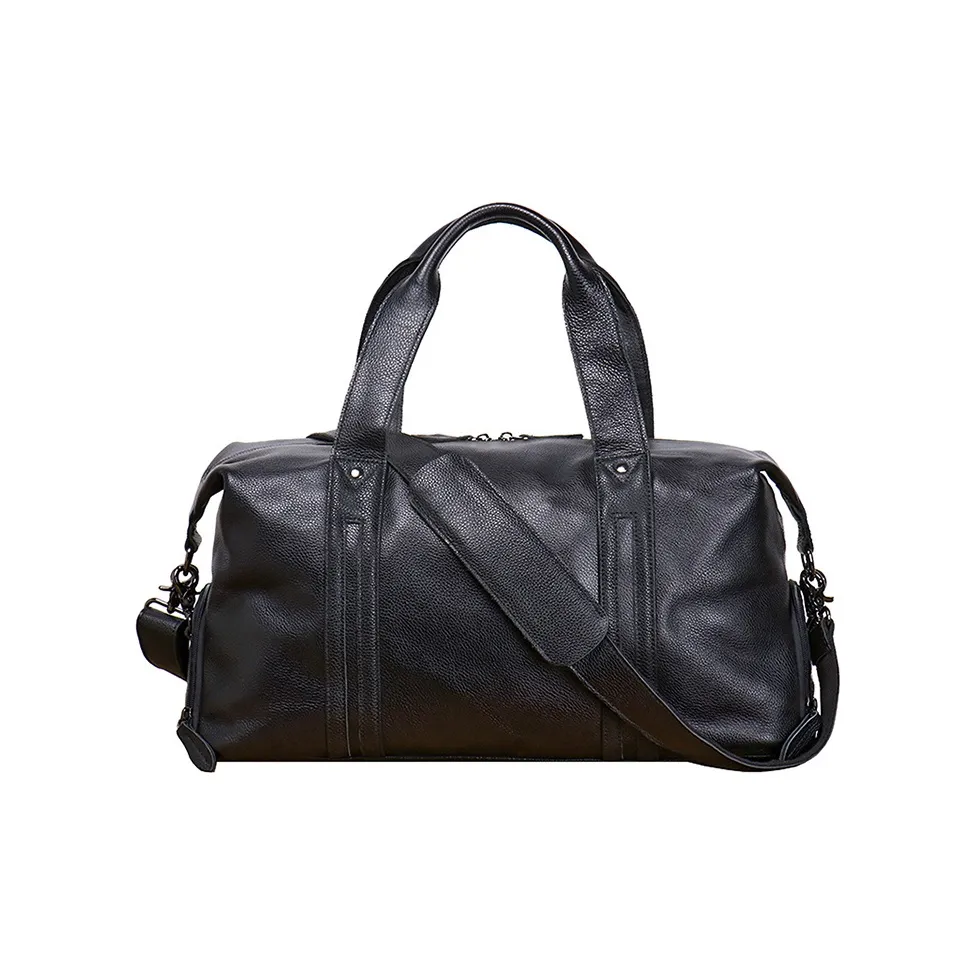 DOSRFINI Top Grain Cow Leather Travel Bag Regular Men's Black