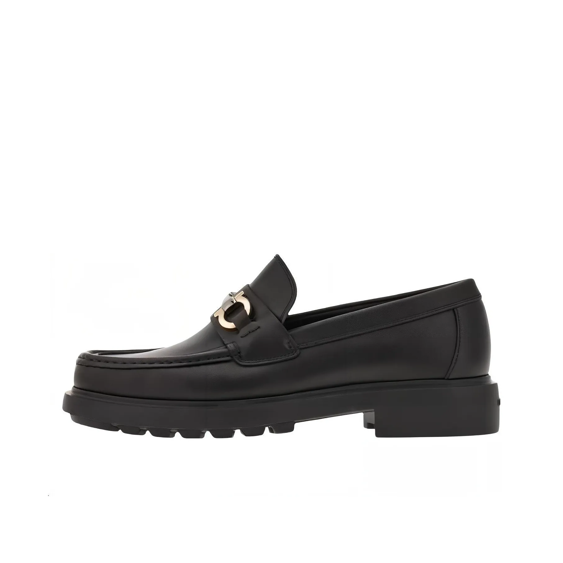 FERRAGAMO Gancini-plaque Leather Loafers