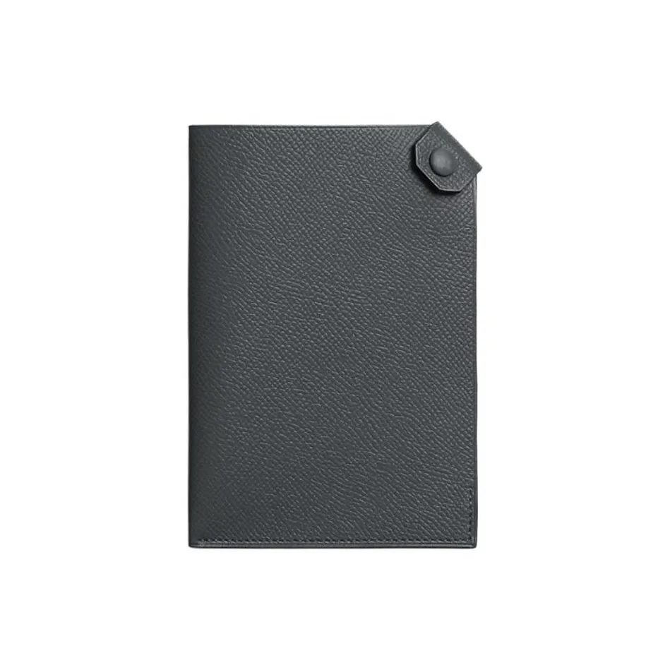 HERMES Tarmac Epsom Leather Passport Holder Small Size Men's H0 Misty Gray