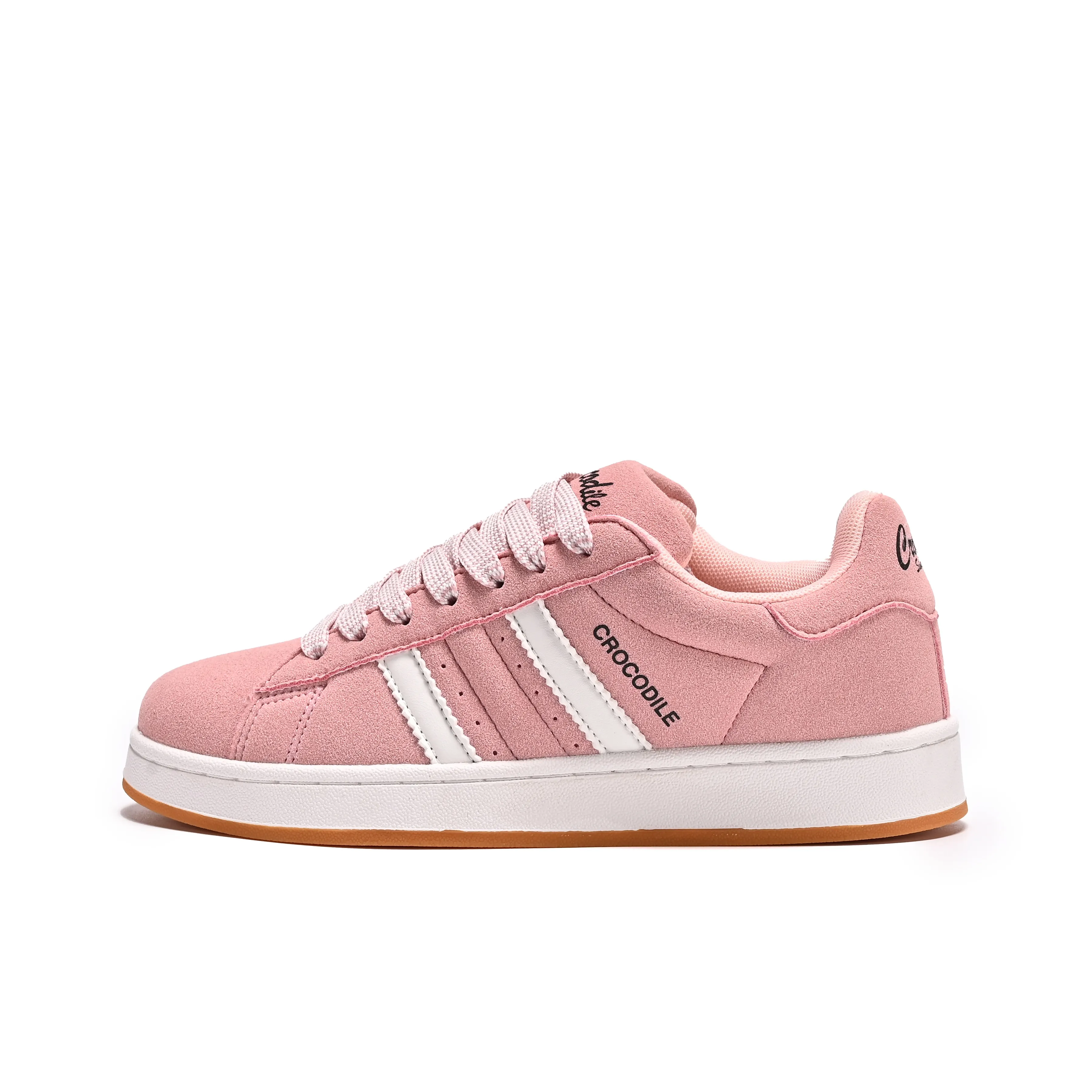 Crocodile Slip Resistant Low Top Skateboard Shoes Unisex Pink