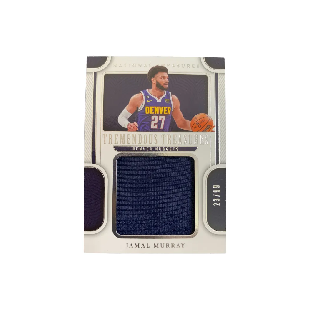 PANINI 2022 23 Nuggets Джамал Мюррей Большой Окно Джерси National Treasure GU 23 99 Карта пройдет Through