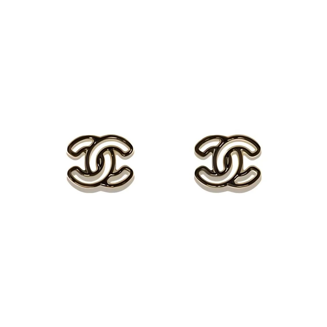 CHANEL Metal Earrings Women's Black