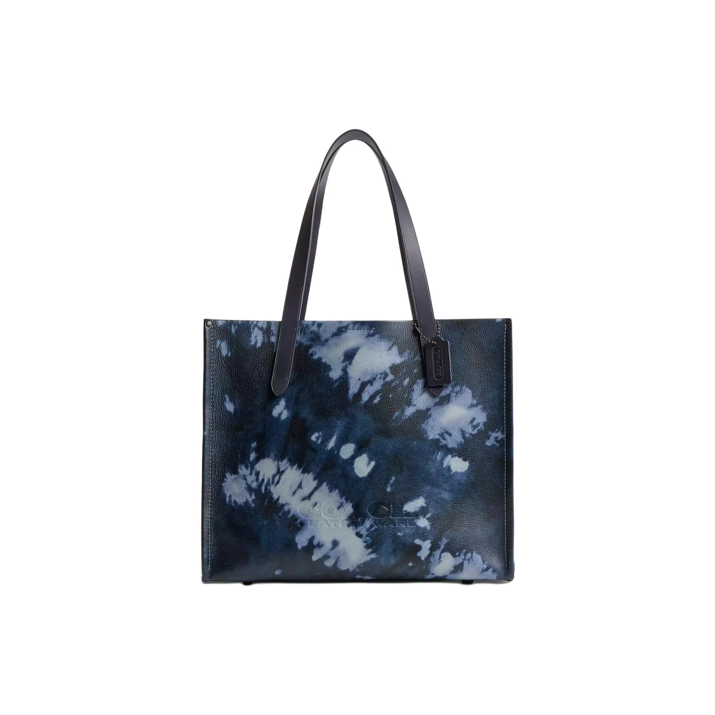 COACH Relay Pebble Leather Tote Bag Shopping Bag Shoulder Bag Large Men's Midnight Navy Blue Multicolor