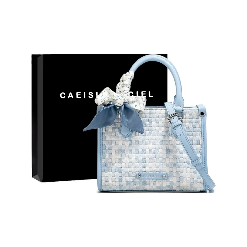 CAEISL&KCIEL Polyurethane Synthetic Leather Tote Bag Shopping Bag Shoulder Bag Handbag Women's Woven Blue