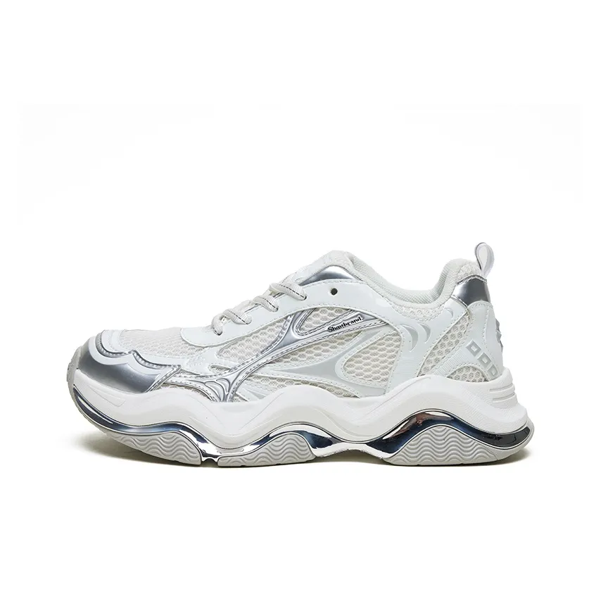 SHOOT BRAND Толстая подошва Низкий топ Белый Серебряный Унисекс
