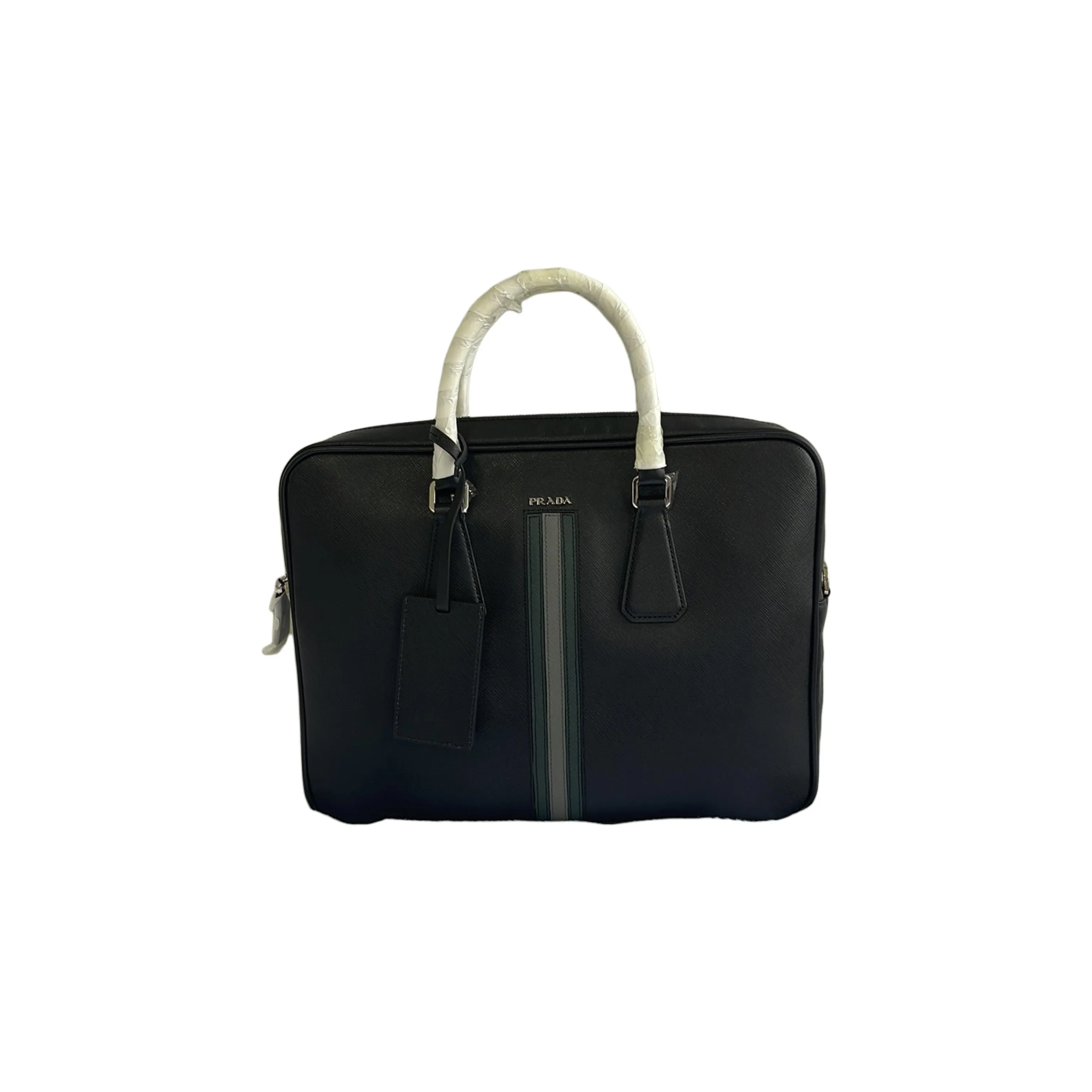 prada und Cow Leather Briefcases Large Size Men's Black