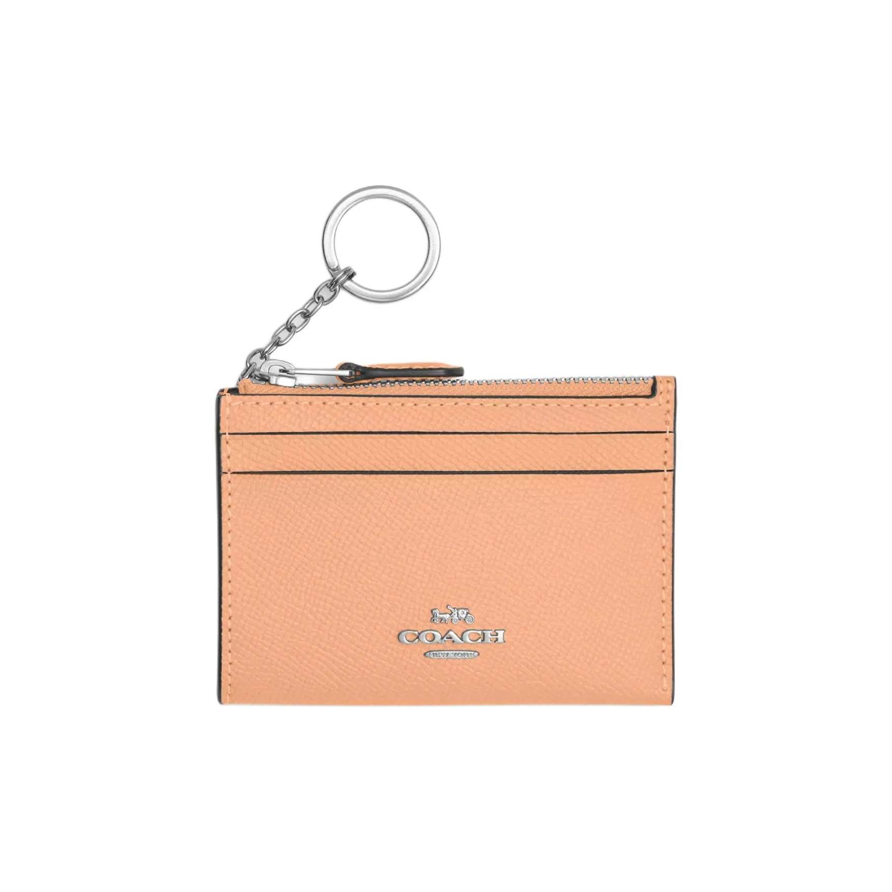 COACH Skinny Id Case Cross Stitch Leather Card Holder Mini Women's Beige Pink