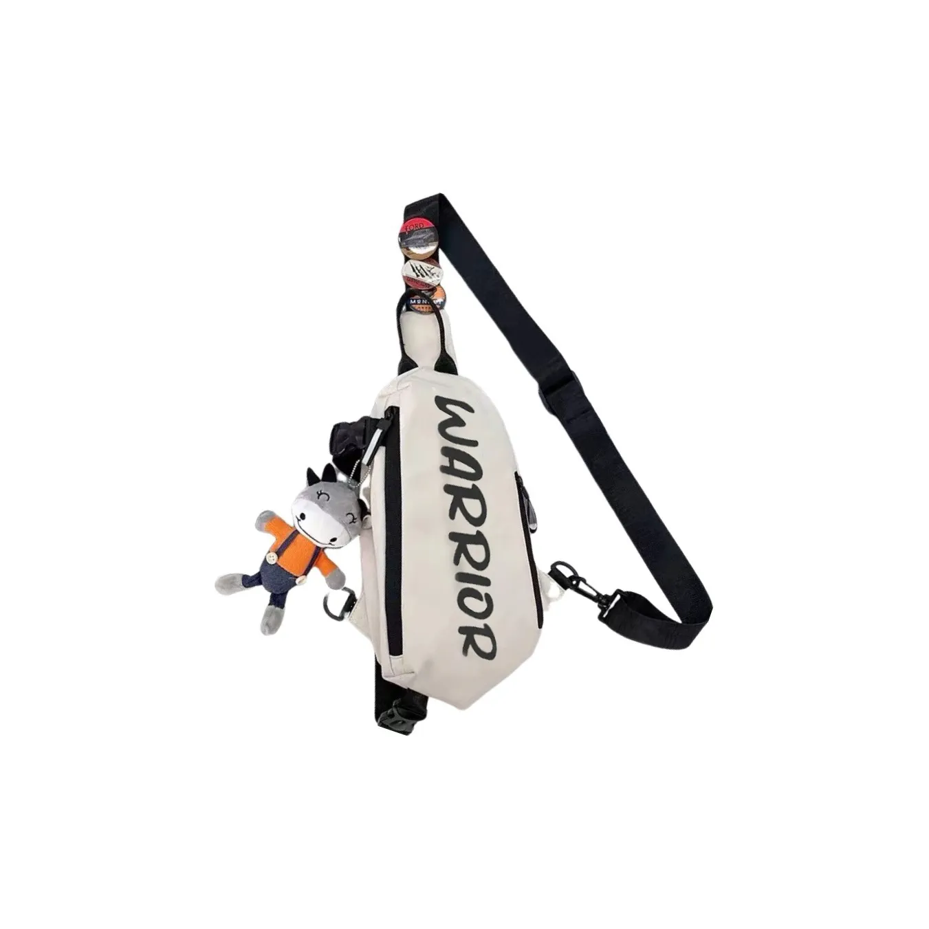 Warrior Nylon Outing One Shoulder Crossbody Bag, Sling Bag Regular Unisex White Black