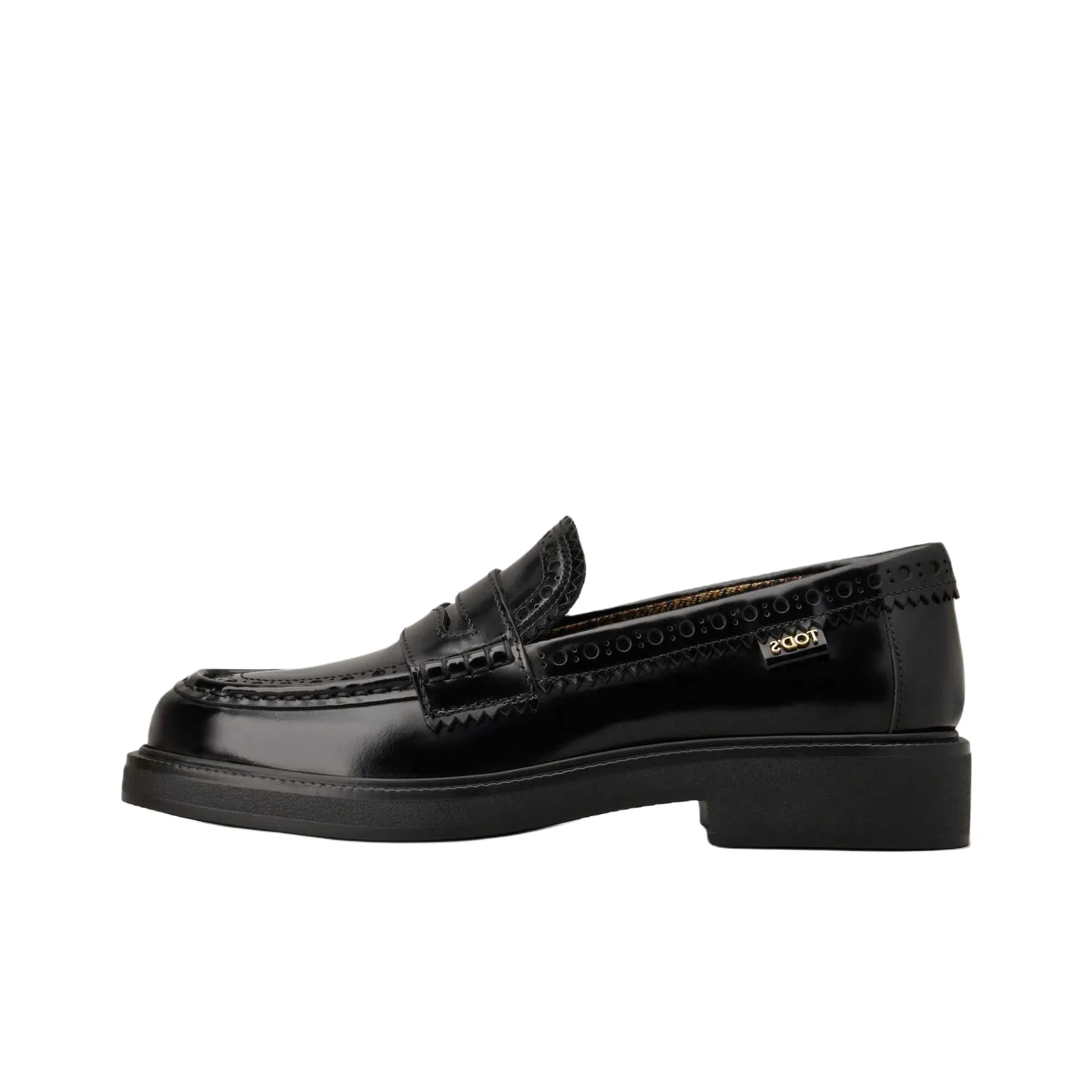 TOD'S Brogue Trim Almond Toe Loafers Women's