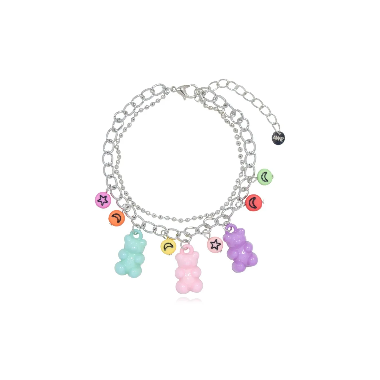 AWE Титановый стальной браслет студенты Бестие конфетный цвет Cute Cartoon кольцо унисекс