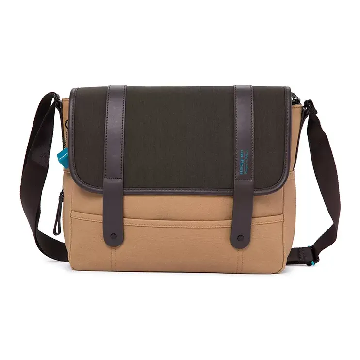 HEDGREN Polyester Shoulder Bag Crossbody Bag Medium Size Women's Reddish Brown & Khaki/Reddish Brown & Black