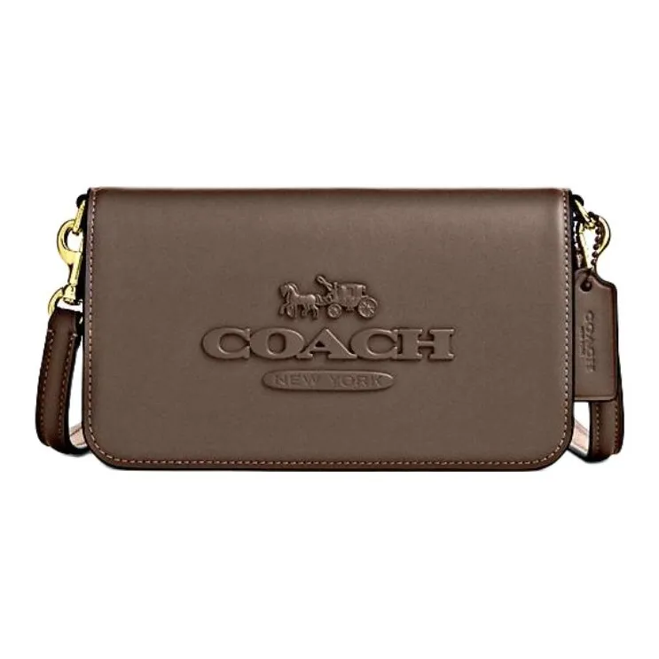 COACH Телячья кожа Сумка через плечо Сумка на плечо Маленькая Женская Коричневая