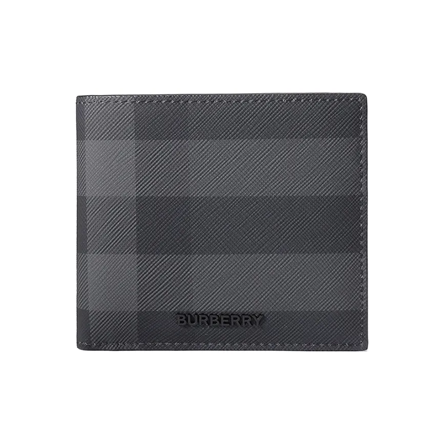 Burberry Polyurethane Short Wallets Men's Charcoal Gray