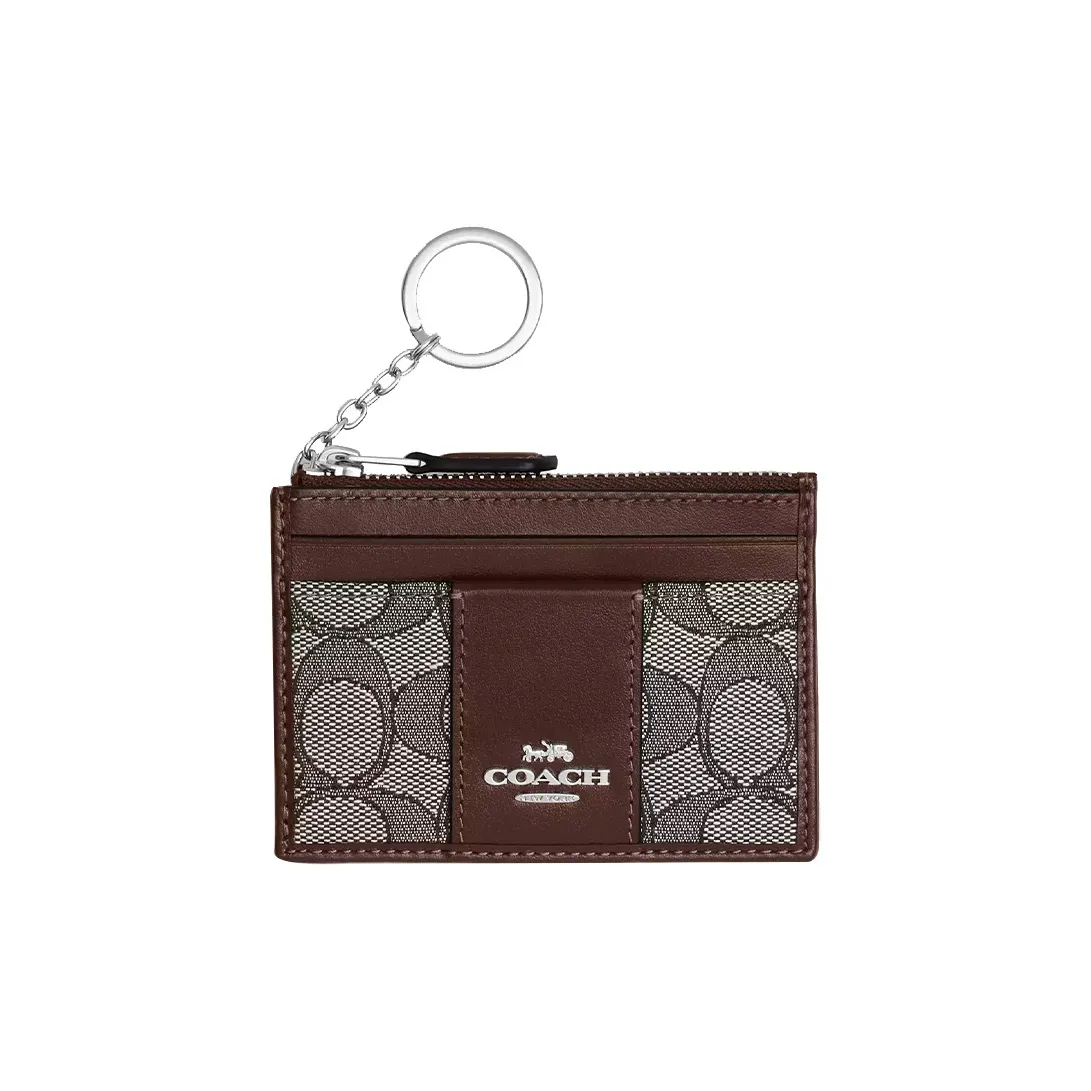 COACH Mini Id Skinny Кожа Кошелек Картхолдер Мини Женский Серебряный Дуб Кленовый