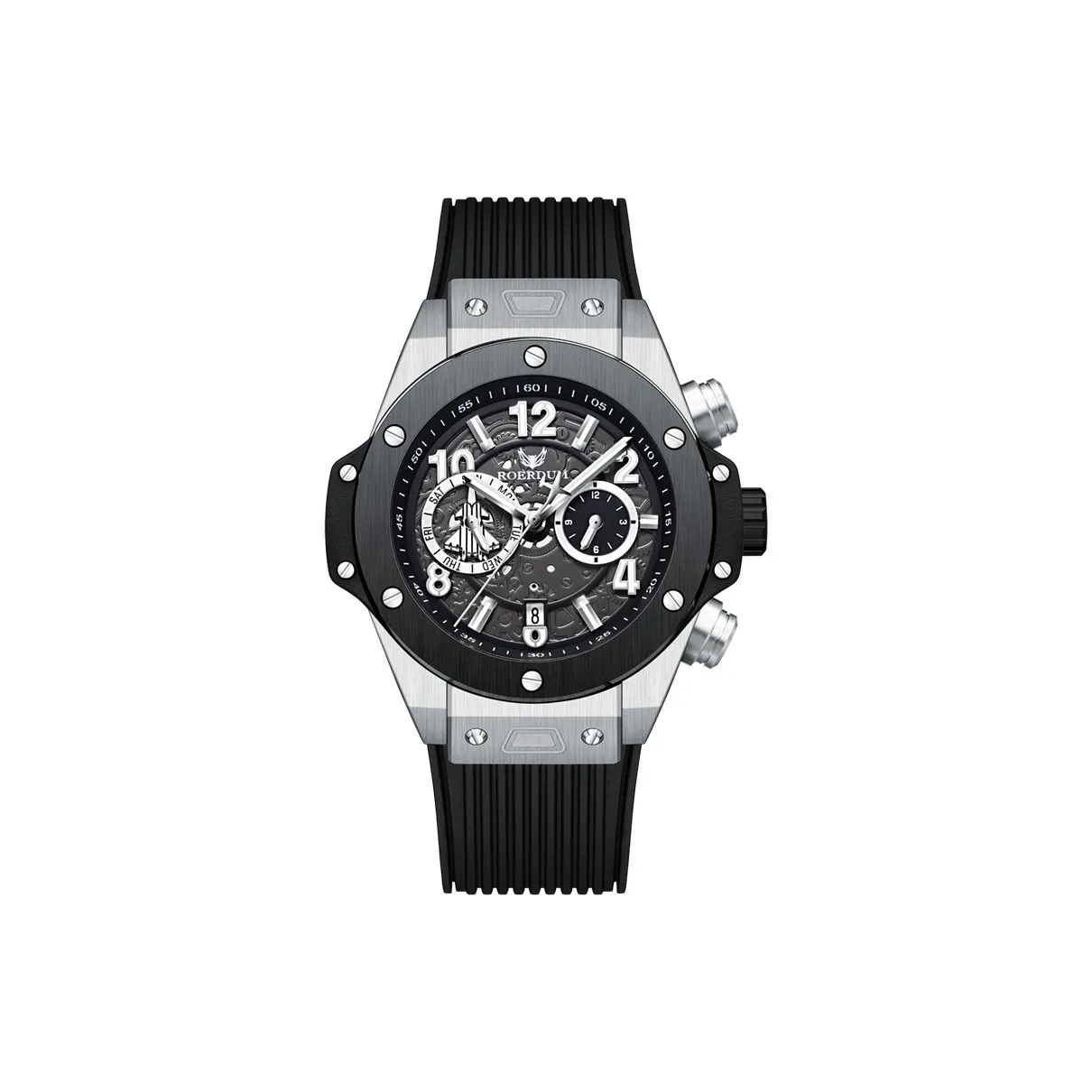 ROERDUM Infinite Universe Collection Pilot Automatic Mechanical Movement Silicone Strap Watch Men's Watches Black Dial