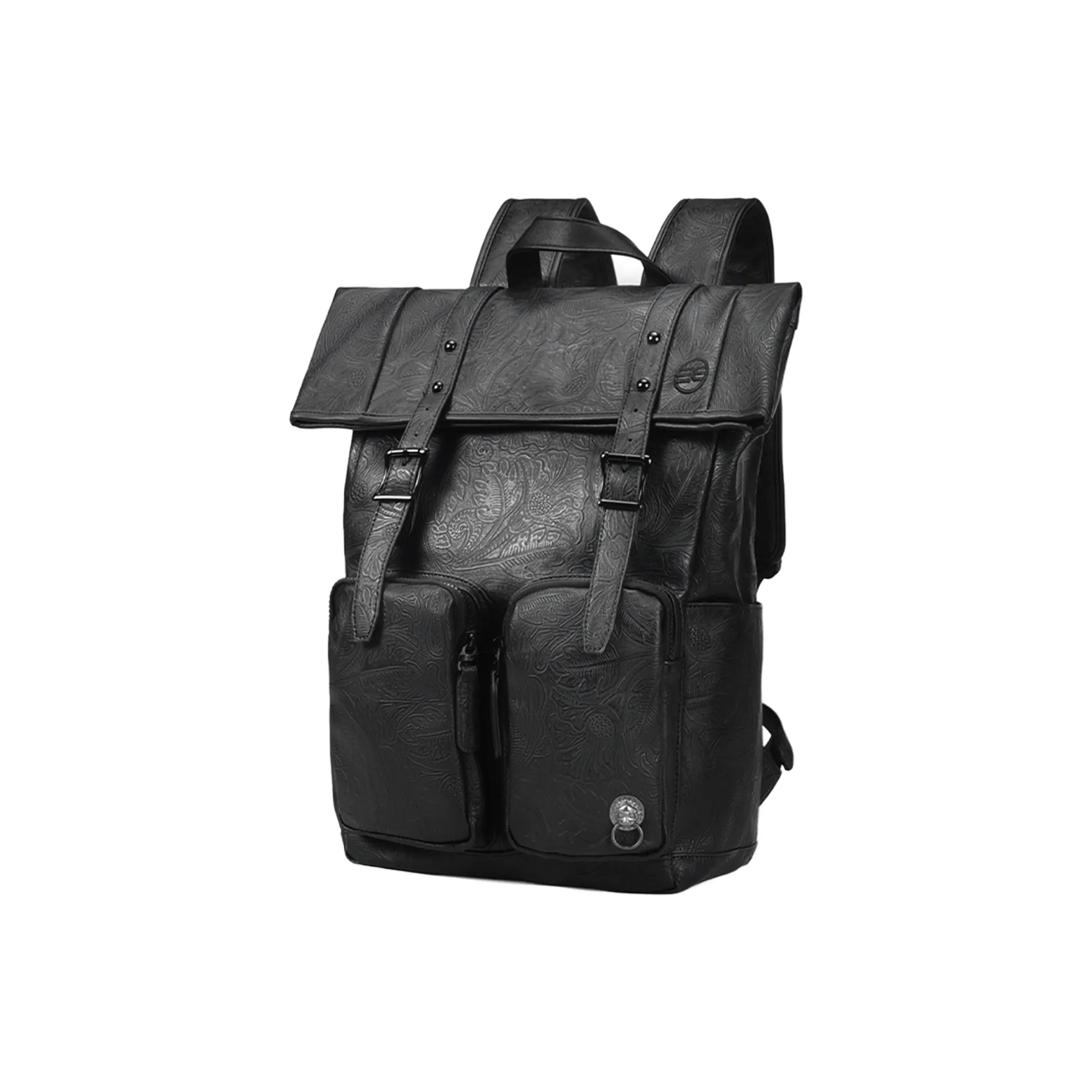 CHUSAN Water Repellent Peanut Pattern PVC Commute Minimalist Style Casual Large Capacity Backpack Regular Unisex Black