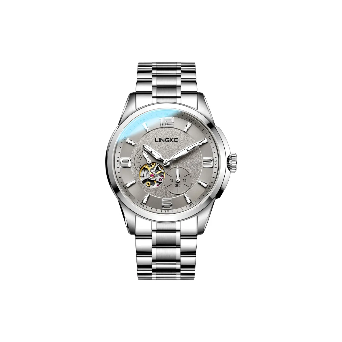 LINGKE Автоматический Механический Механизм Часы Мужские Белый Циферблат