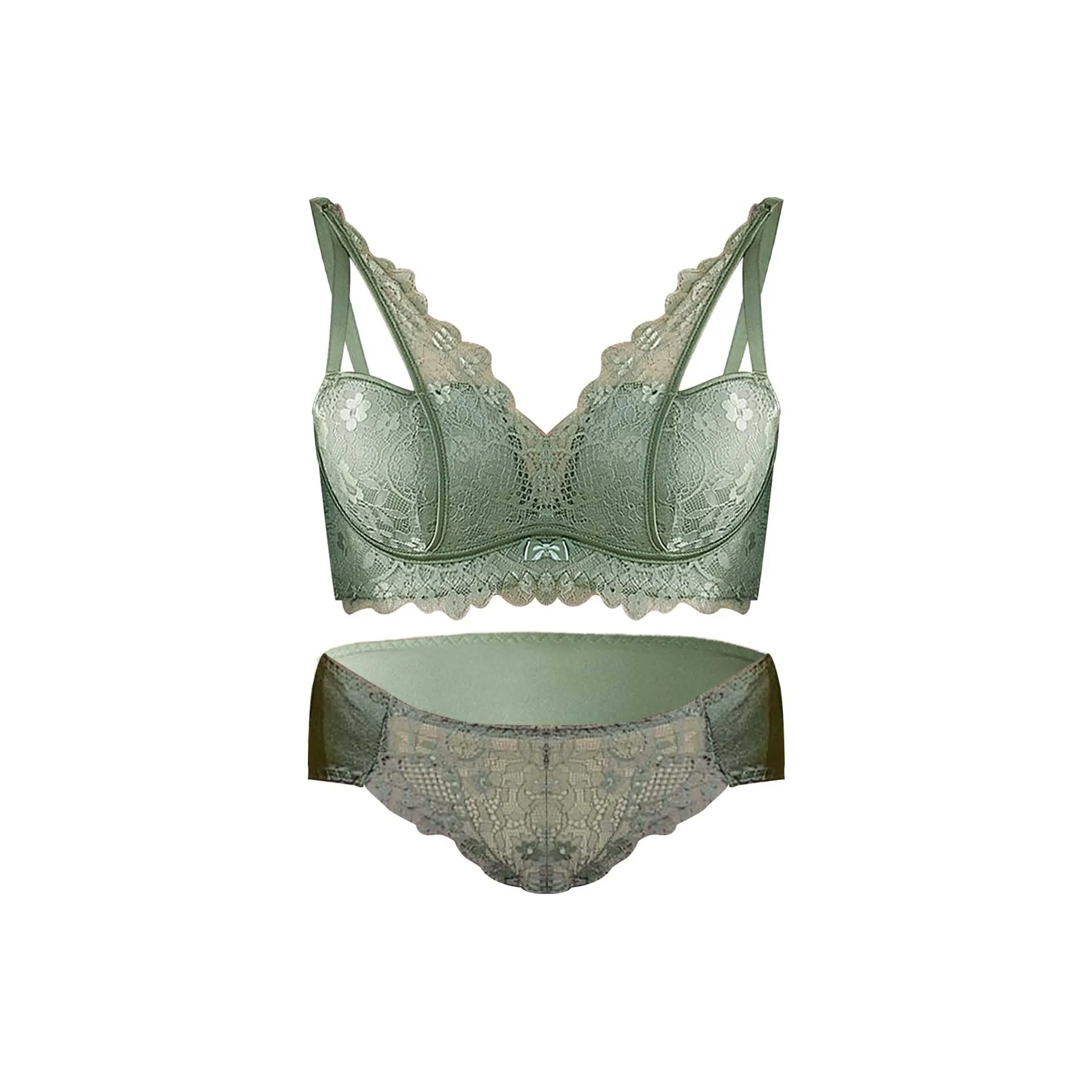 Flowers In Water Underwear Set Women's Green