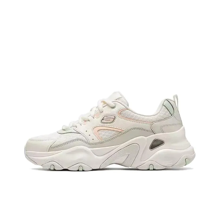 Skechers DLITES Wear-Resistant Support Height Increasing Breathable Low-Top Chunky Sneakers Women's Ecru