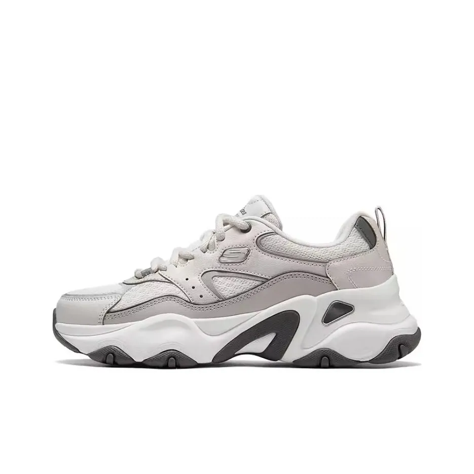 Skechers D'LITES 5.0 Wear Resistant Breathable Support Height Increasing Low Top Chunky Sneakers Women's Gray Silver