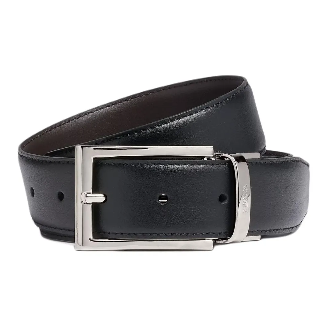 Zegna Logo Detailed Buckle Belt