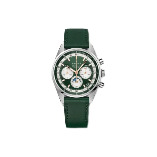 ZENITH Автоматический Механический Movement Мужские Часы Flagship Collection 38 мм Зеленые