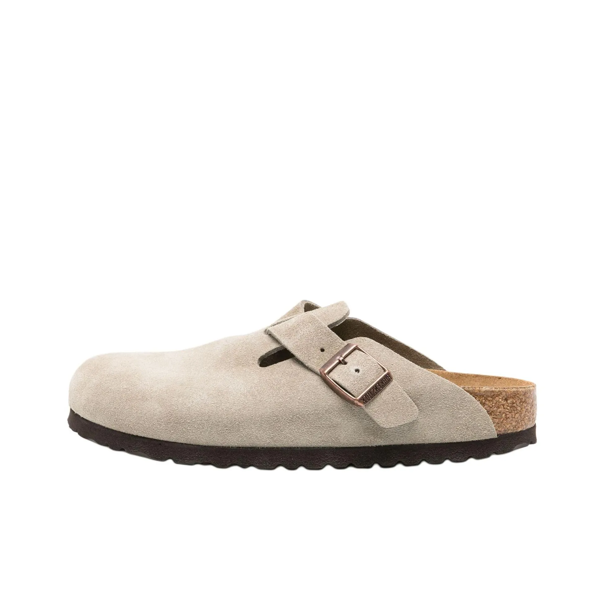 Birkenstock Boston Suede Leather Narrow Fit Sandals 'Taupe' Women's