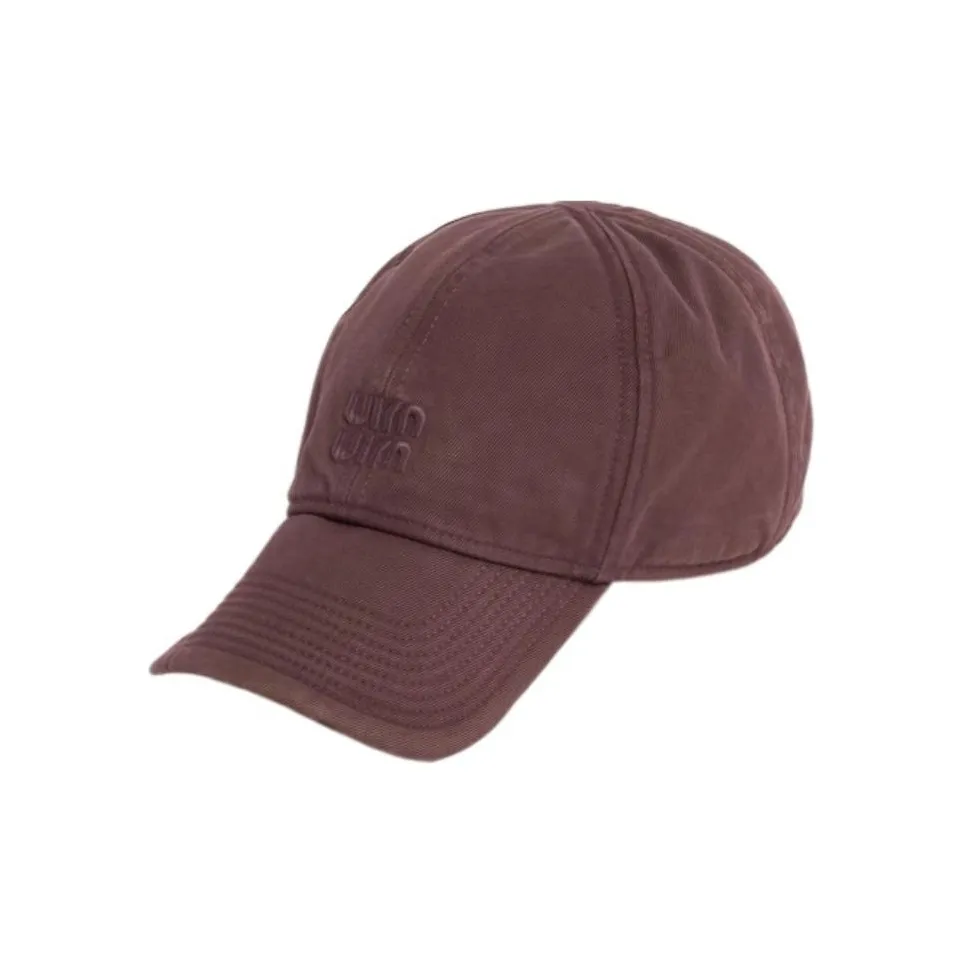 MIU MIU Fabric, Leather Baseball Caps Women's Red Brown