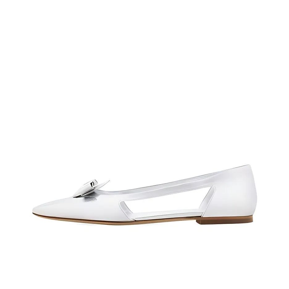 Ferragamo Drop Bow Leather Ballerina Shoes Women's