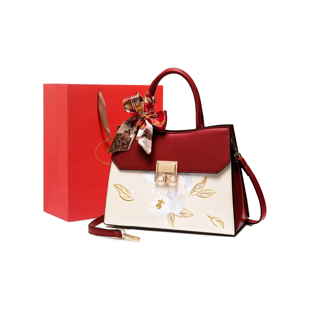 PAYOT Microfiber Synthetic Leather Wedding Bag, Shoulder Bag, Crossbody Bag, Handbag Tubas Women's Burgundy & Ecru