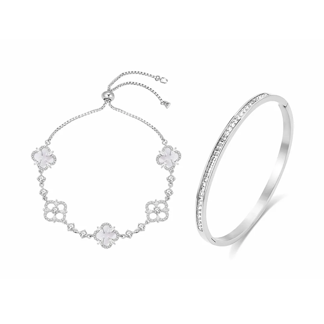 MUYAN Сплав Искрящийся Four Leaf Clover Комбинация Браслет Женские