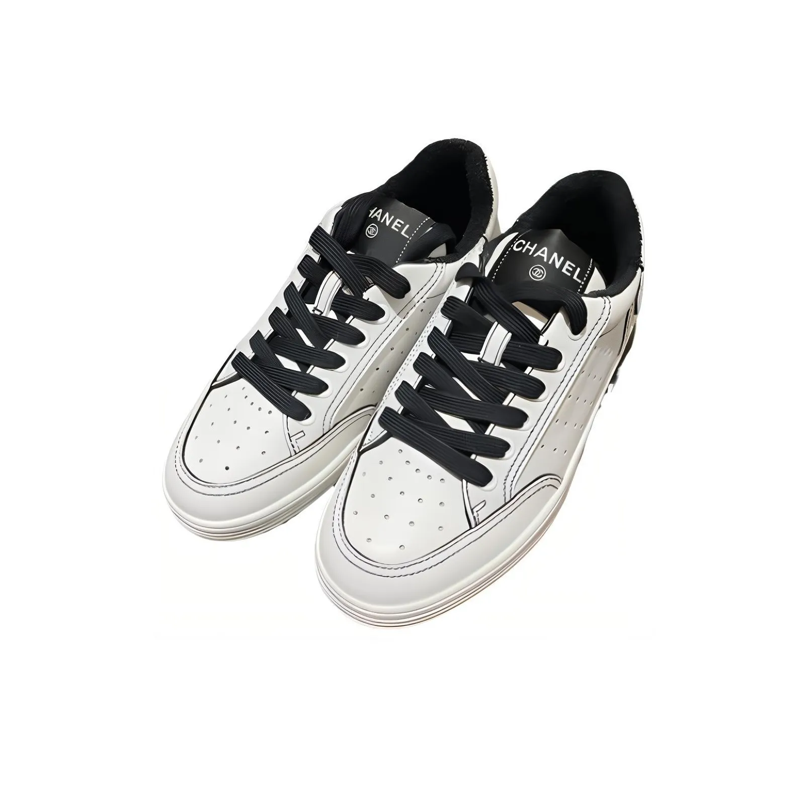 CHANEL Low Top Skateboard Shoes Women's White Black