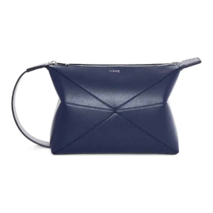 LOEWE Cow Leather Toiletry Bag Men's Dark Blue