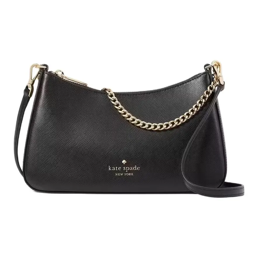 Kate Spade Cross Stitch PVC With Saffiano Leather Patchwork Handbag Shoulder Bag Crossbody Bag Women's Black