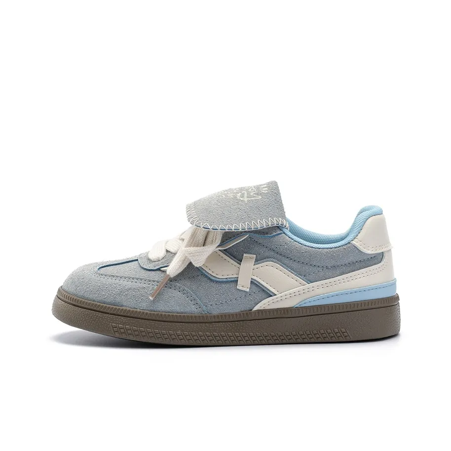 Feiyue Fall German Army Trainers Flat Skateboard Shoes Wear-Resistant Low-Top Casual Shoes Women's Haze Blue