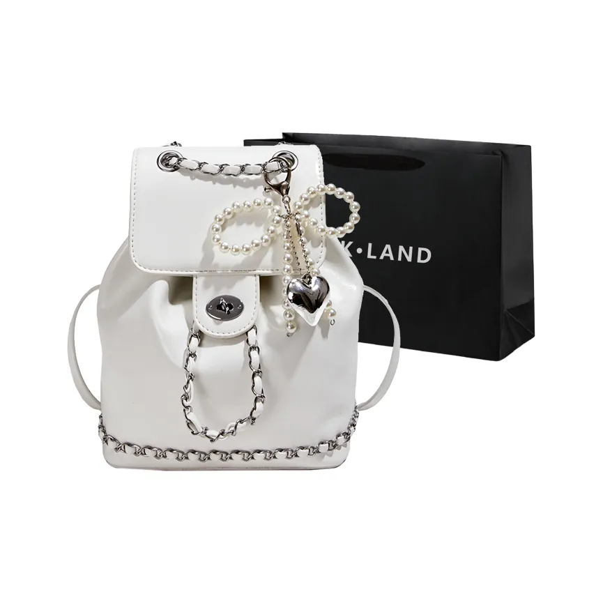 PINK·LAND ПУ (полиуретан) Рюкзак Женские Экрю Серебристый Черный