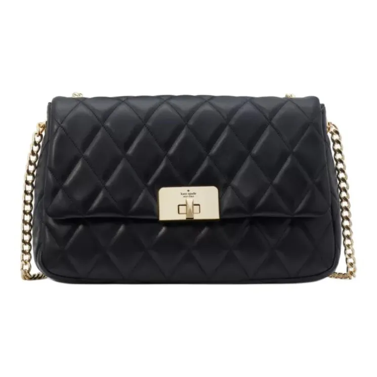 Kate Spade Smooth Quilted Leather Crossbody Bag, Shoulder Bag Medium Size Women's Black
