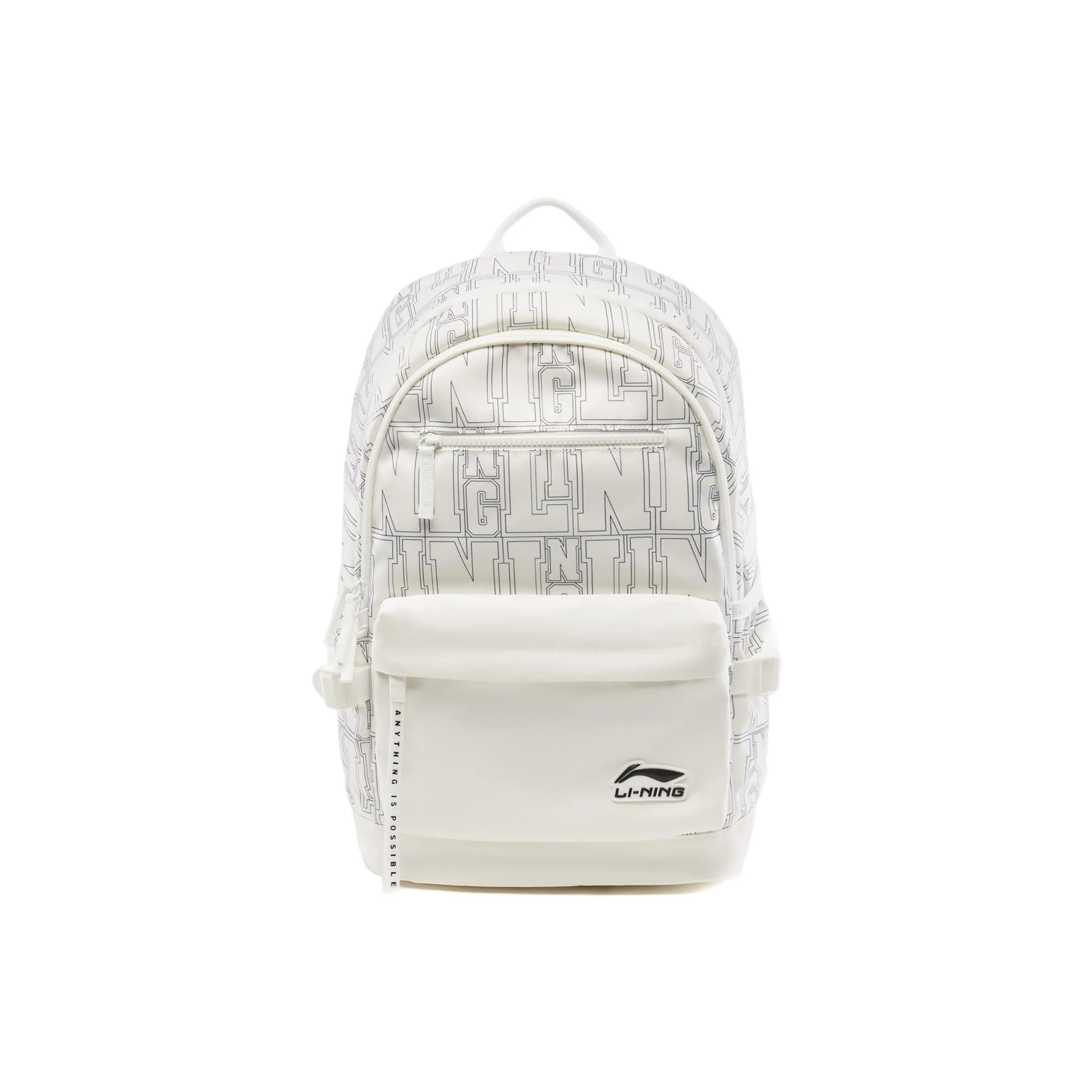 LiNing Sports Life Collection Polyester Students Backpack Unisex Ivory All Over Print