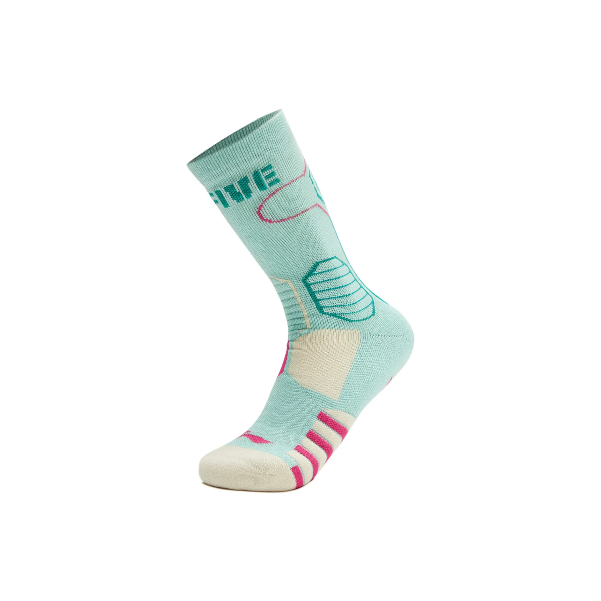 LiNing Badfive Basketball Socks Unisex 1 Pack Cool Green/Ecru/Vibrant Pink