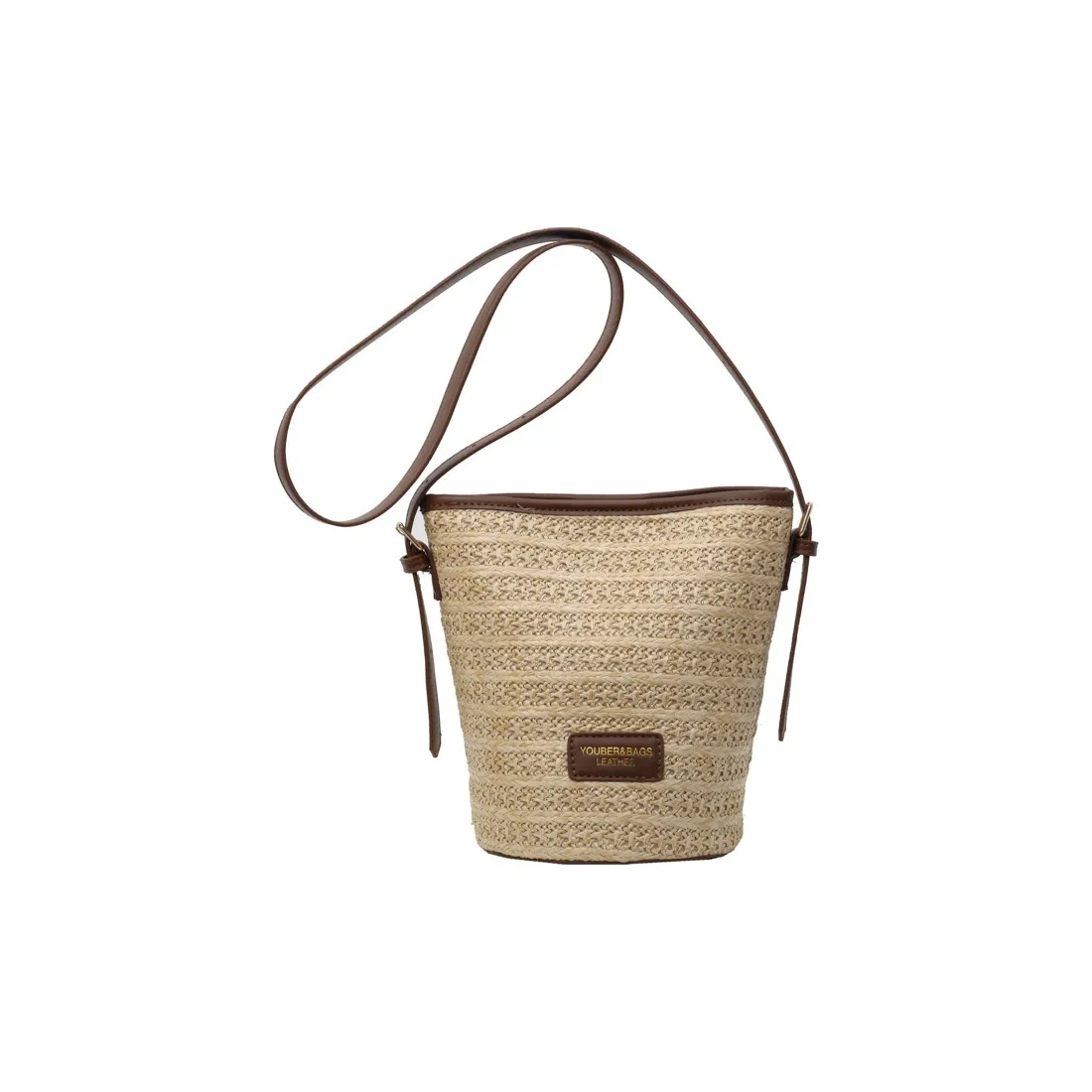 Aini Rabbit Сумка через плечо из соломенной ткани женская бежевая