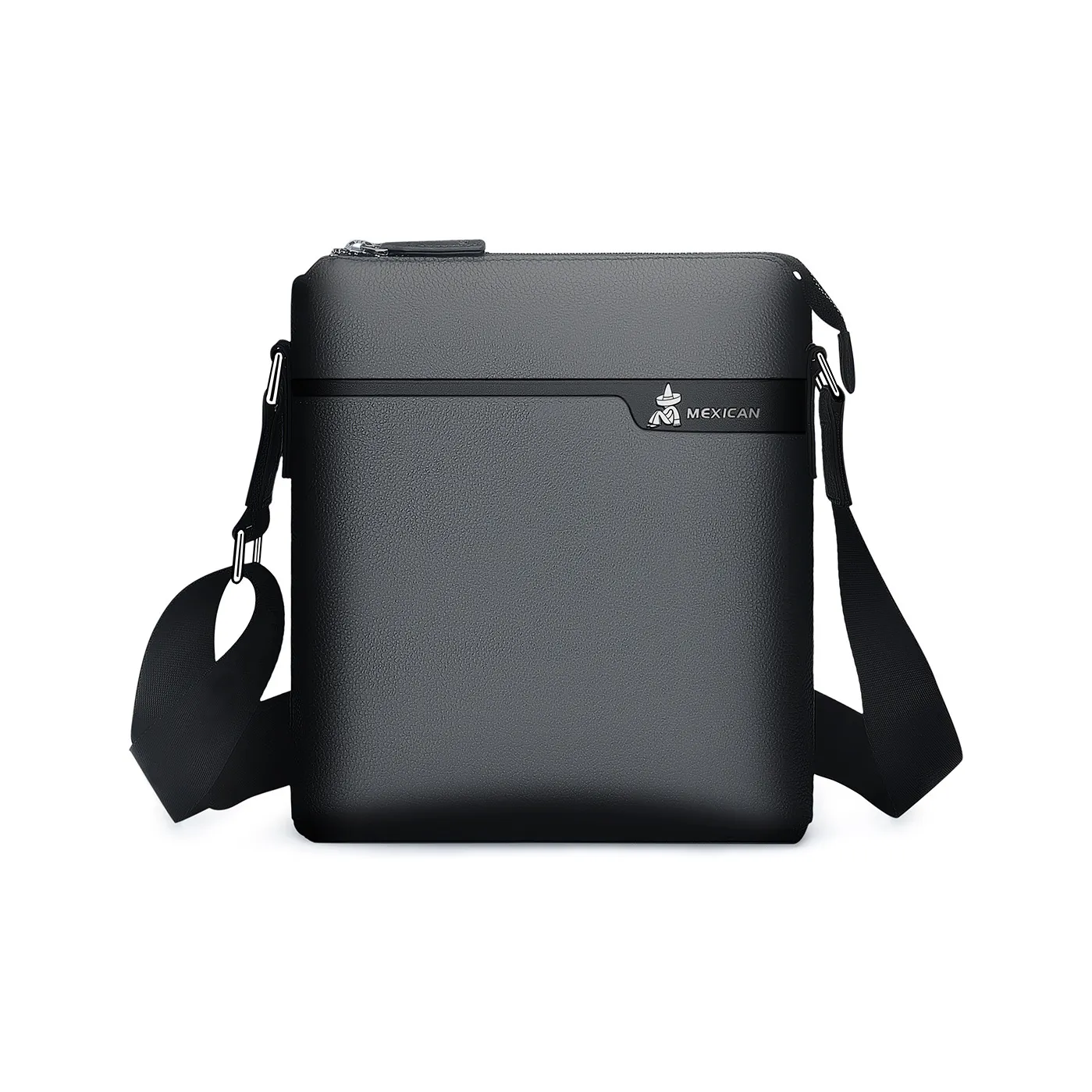 MEXICAN Сумка через плечо из коровьей кожи среднего размера мужская черная