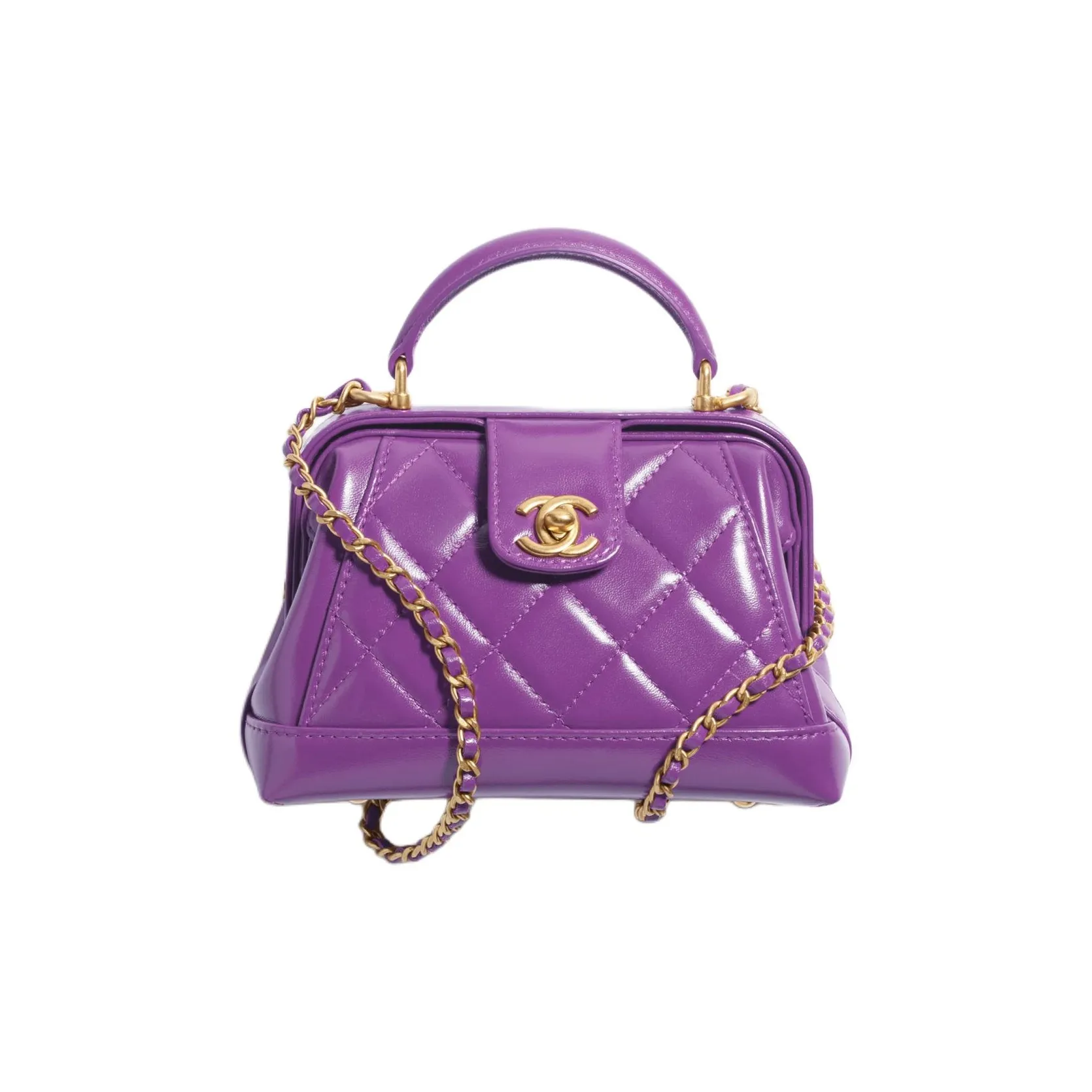 CHANEL Polished Lambskin Portable Crossbody Bag, Shoulder Bag Mini Women's Purple