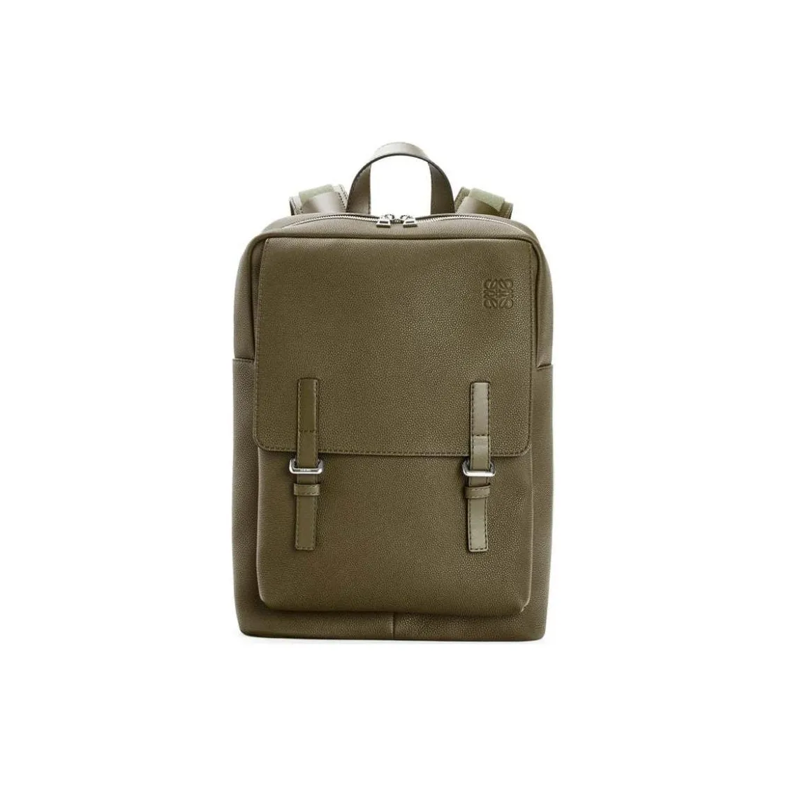 LOEWE Military Soft Grain Cow Leather Backpack Men's Dark Khaki Green
