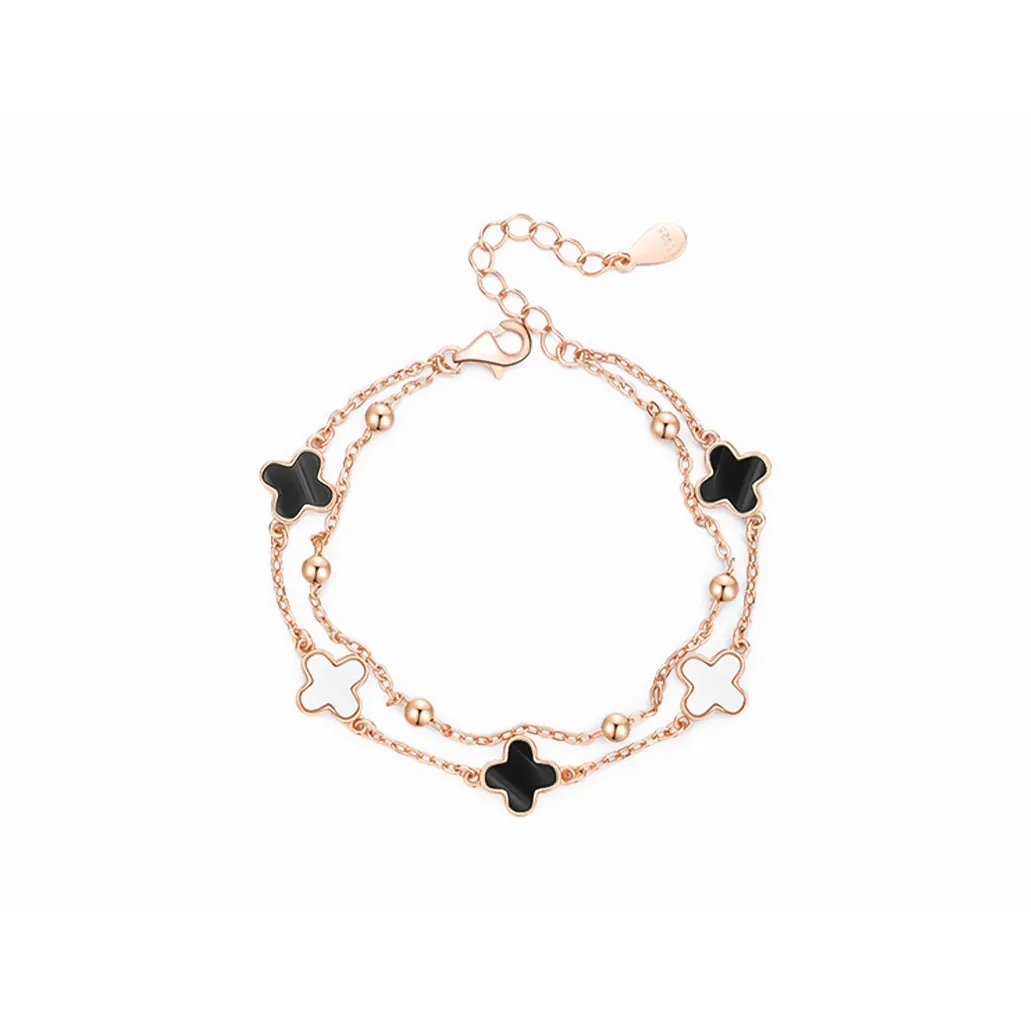MUYAN Сплав Двойной Layer Four Leaf Clover Браслет Женский