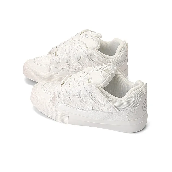 MINISO Low Top Skateboard Shoes Unisex Pearl White