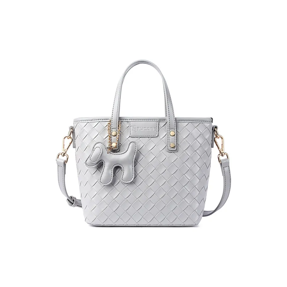 TUCANO PU Woven Bag, Tote Handbag Medium Size Women's Gray