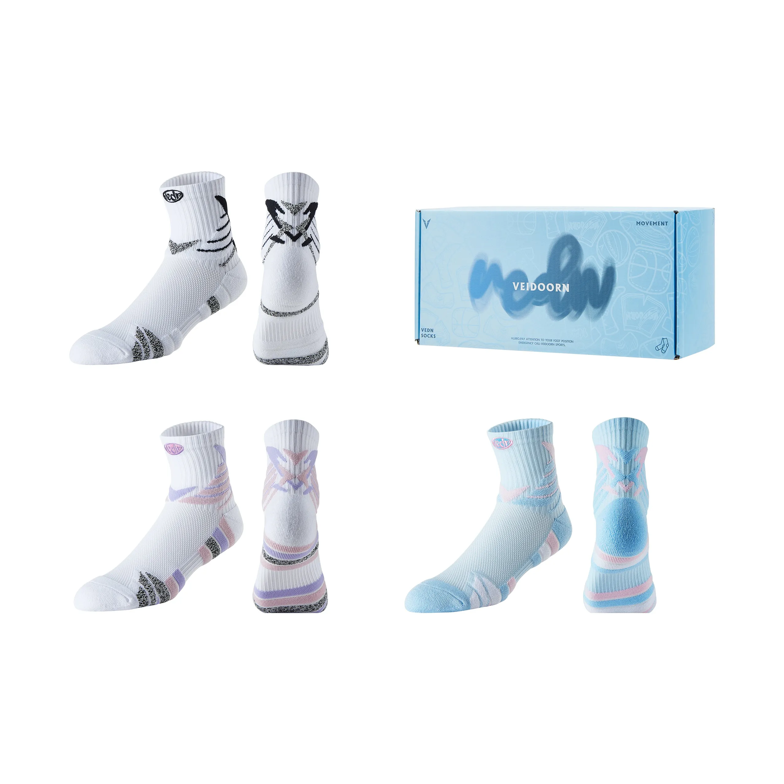 VEIDOORN Баскетбольные носки унисекс упаковка из 3 пар