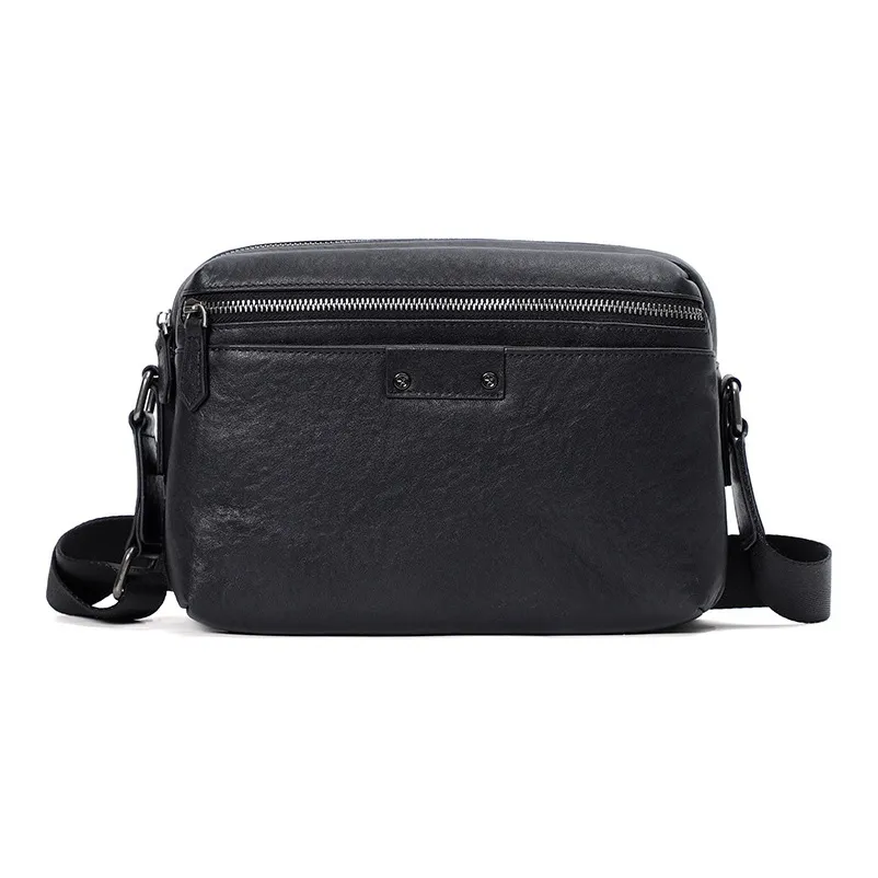 DOSRFINI Сумка через плечо из натуральной коровьей кожи мужская черная