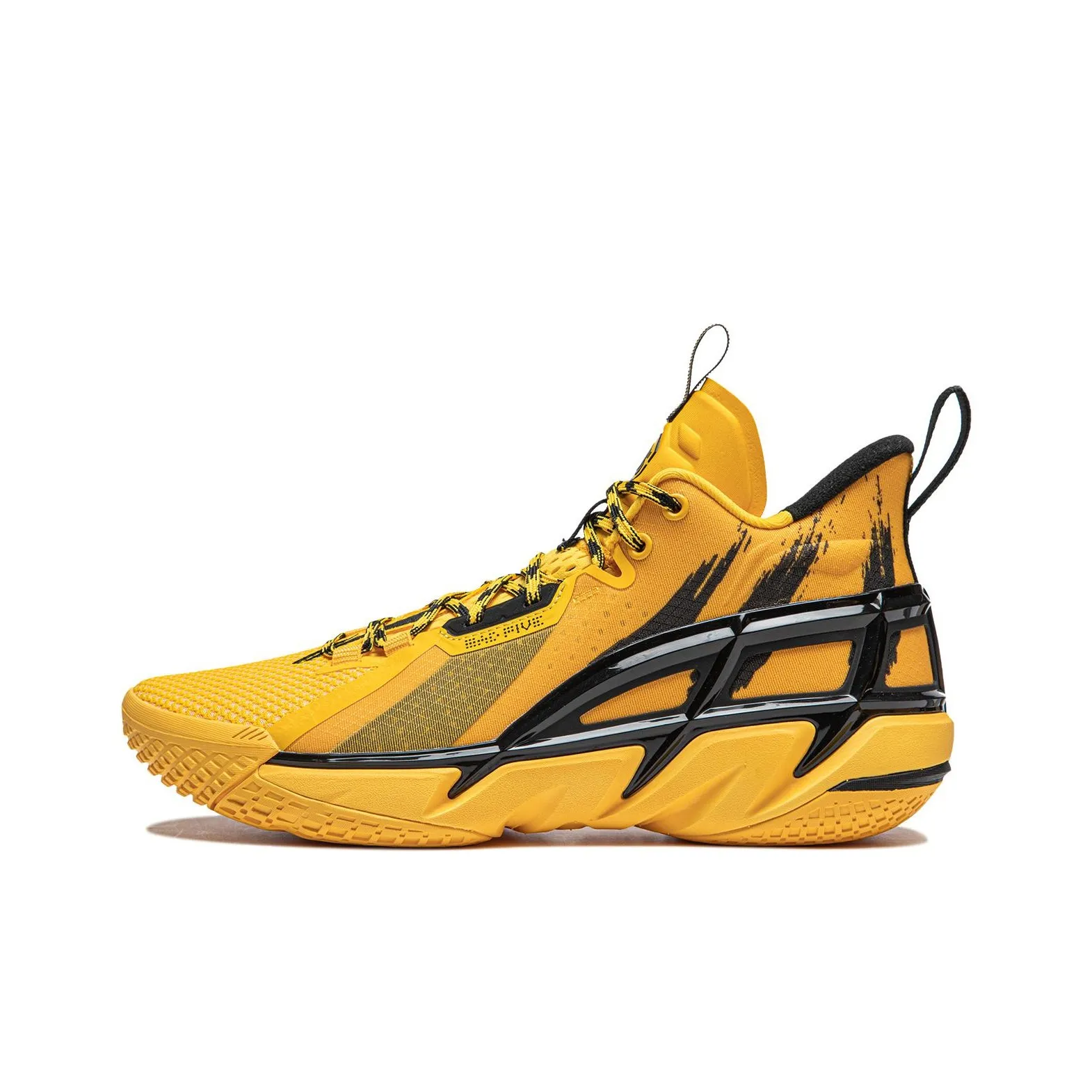 LiNing Anti five 4 Cushioning Abrasion Resistant Breathable Mid Top Basketball Shoes Men's Yellow