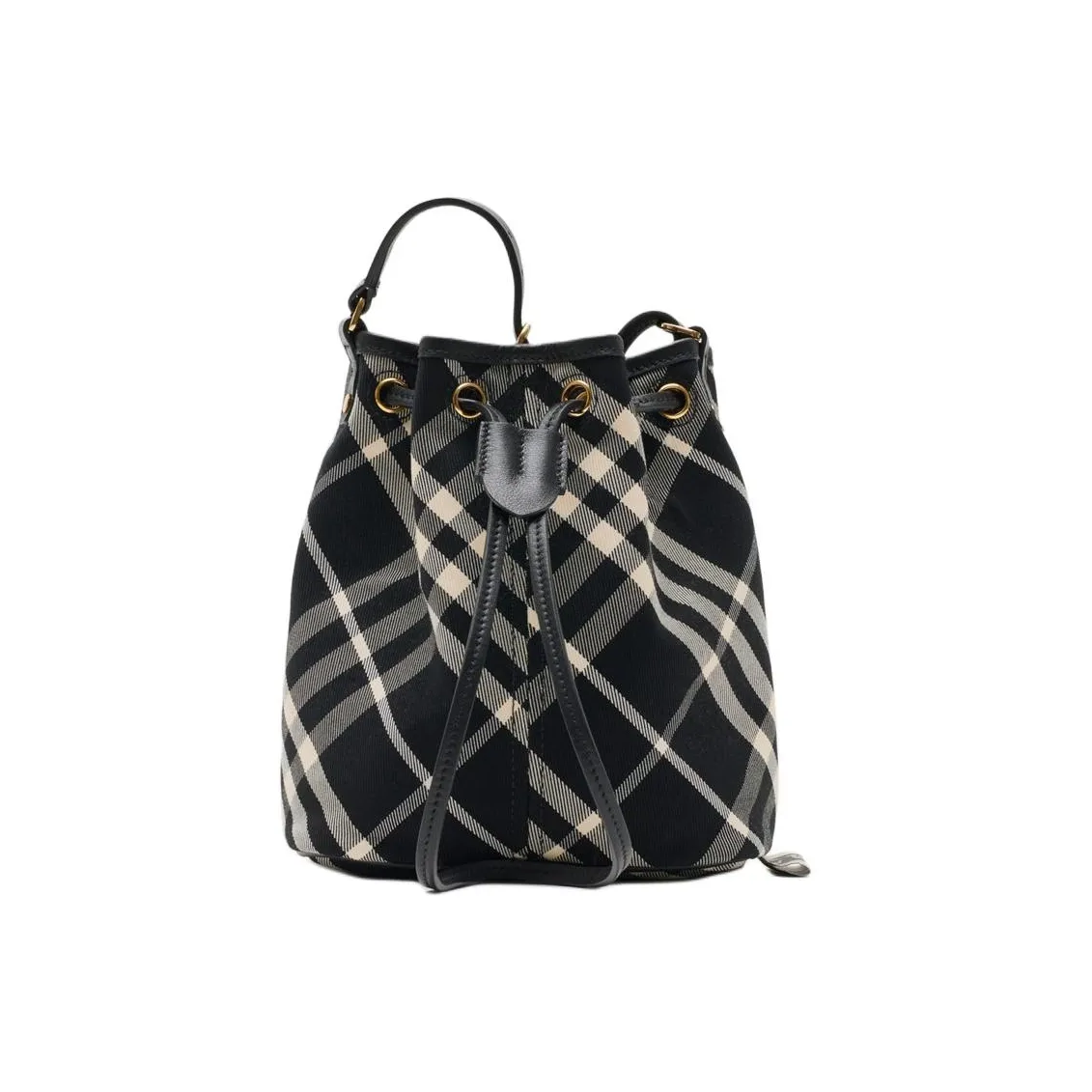 Burberry Calfskin With Cotton Twill And Printed Fabric Bucket Bags Shoulder Bag Crossbody Bag Mini Women's Black